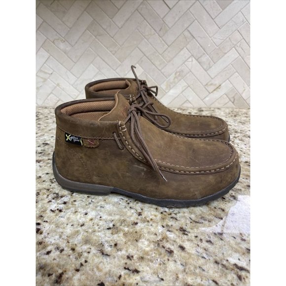 Twisted X Shoes Twisted X Brown Leather Steel Toe Metguard Lace Up